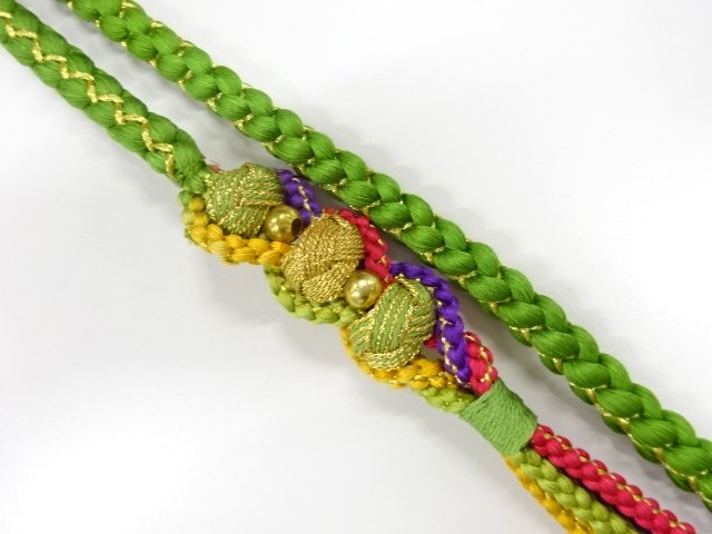 JAPANESE KIMONO / HAND-TIED OBIJIME CORD FOR FURISODE / SILK